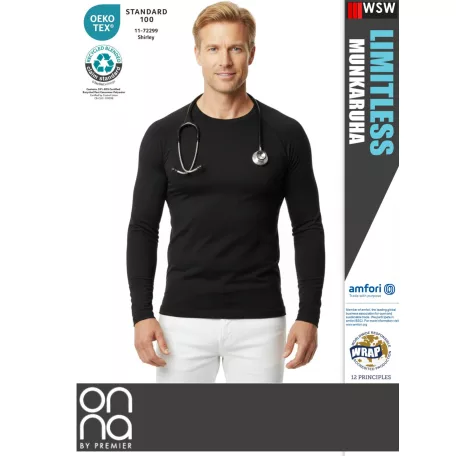 Onna Medical LIMITLESS BLACK prémium stretch egészségügyi férfi felső - munkaruha