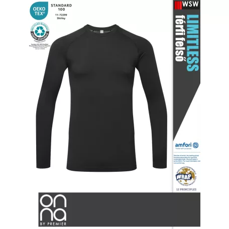 Onna Medical LIMITLESS BLACK prémium stretch egészségügyi férfi felső - munkaruha