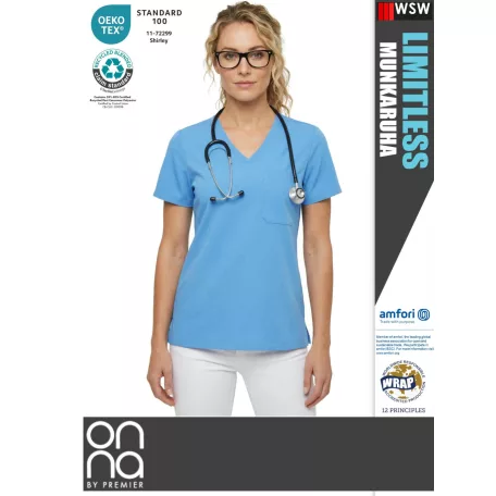 Onna Medical LIMITLESS BLUE prémium stretch egészségügyi női tunika - munkaruha