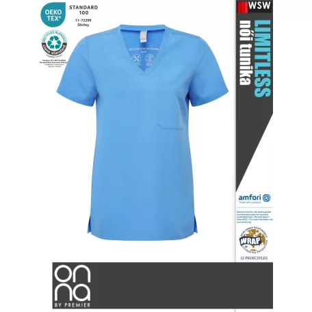 Onna Medical LIMITLESS BLUE prémium stretch egészségügyi női tunika - munkaruha