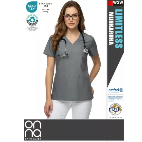 Onna Medical LIMITLESS GREY prémium stretch egészségügyi női tunika - munkaruha