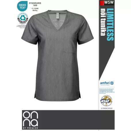 Onna Medical LIMITLESS GREY prémium stretch egészségügyi női tunika - munkaruha