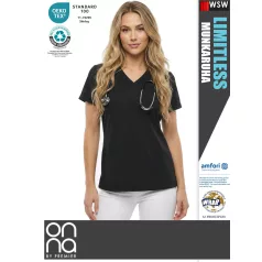   Onna Medical LIMITLESS BLACK prémium stretch egészségügyi zsebes női tunika - munkaruha