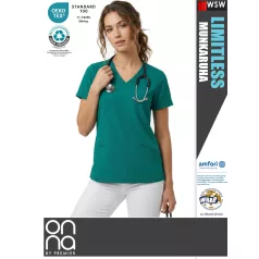   Onna Medical LIMITLESS GREEN prémium stretch egészségügyi zsebes női tunika - munkaruha