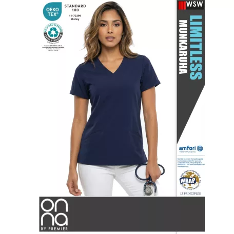 Onna Medical LIMITLESS NAVY prémium stretch egészségügyi zsebes női tunika - munkaruha