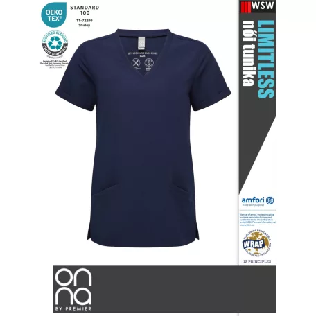 Onna Medical LIMITLESS NAVY prémium stretch egészségügyi zsebes női tunika - munkaruha