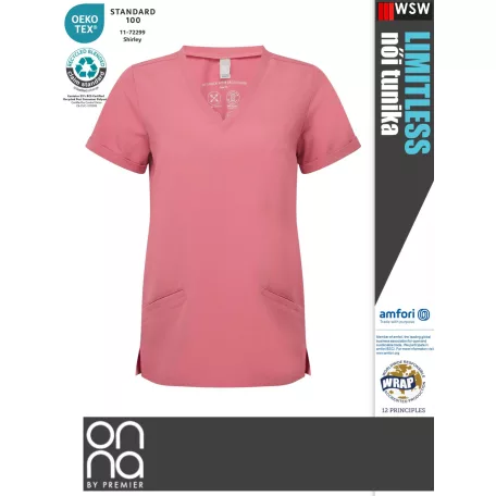 Onna Medical LIMITLESS PINK prémium stretch egészségügyi zsebes női tunika - munkaruha