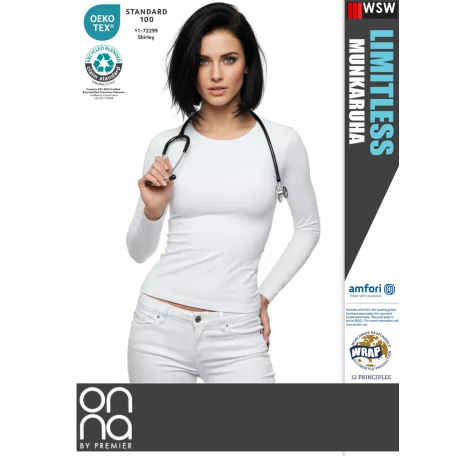 Onna Medical LIMITLESS WHITE prémium stretch egészségügyi női felső - munkaruha