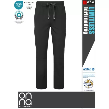 Onna Medical LIMITLESS BLACK prémium stretch egészségügyi férfi nadrág - munkaruha
