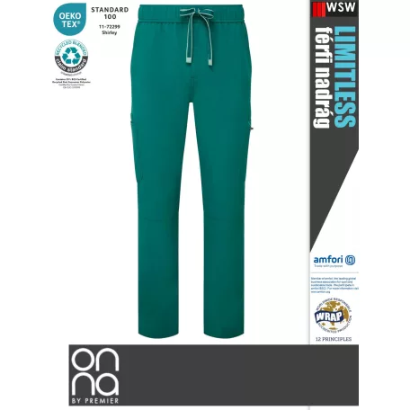 Onna Medical LIMITLESS GREEN prémium stretch egészségügyi férfi nadrág - munkaruha