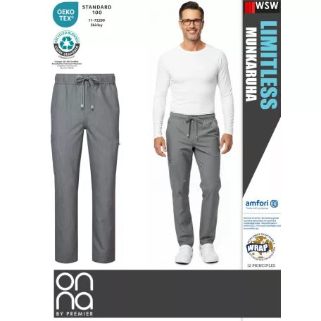 Onna Medical LIMITLESS GREY prémium stretch egészségügyi férfi nadrág - munkaruha