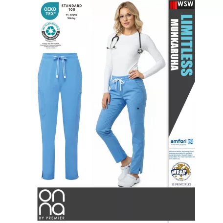 Onna Medical LIMITLESS BLUE prémium stretch egészségügyi női nadrág - munkaruha