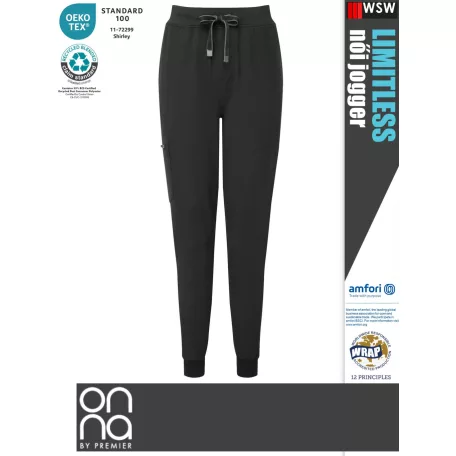 Onna Medical LIMITLESS BLACK prémium stretch egészségügyi női jogger nadrág - munkaruha