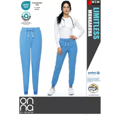 Onna Medical LIMITLESS BLUE prémium stretch egészségügyi női jogger nadrág - munkaruha