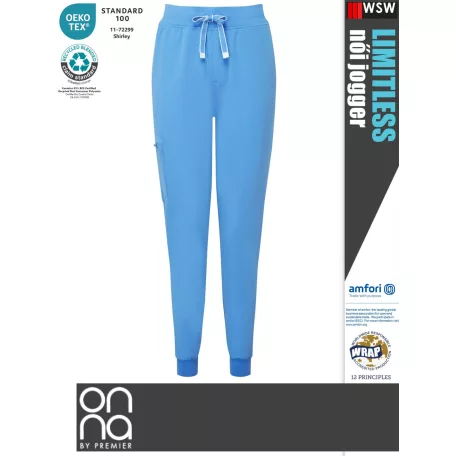 Onna Medical LIMITLESS BLUE prémium stretch egészségügyi női jogger nadrág - munkaruha