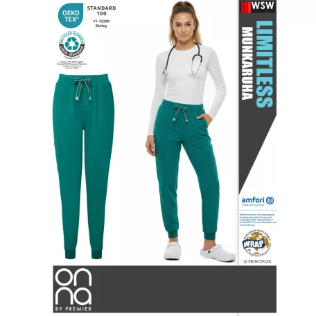 Onna Medical LIMITLESS GREEN prémium stretch egészségügyi női jogger nadrág - munkaruha