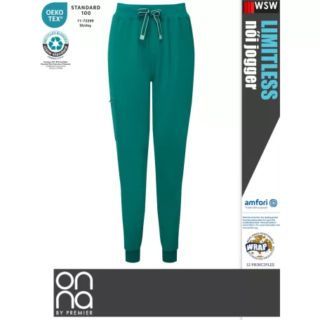 Onna Medical LIMITLESS GREEN prémium stretch egészségügyi női jogger nadrág - munkaruha