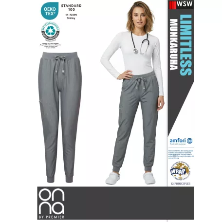 Onna Medical LIMITLESS GREY prémium stretch egészségügyi női jogger nadrág - munkaruha