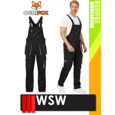  WSW OGRIFOX BLACK technikai kevertszálas férfi kantáros nadrág - munkaruha