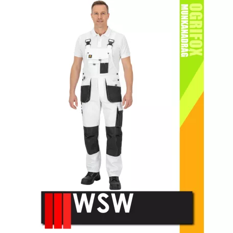 WSW OGRIFOX WHITE technikai kevertszálas férfi kantáros nadrág - munkaruha