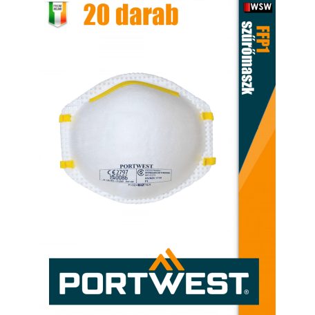 Portwest FFP1 prémium légzésvédő maszk 20 db/doboz - egyéni védőeszköz