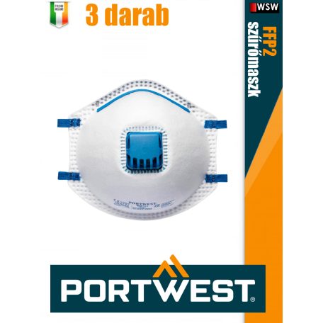 Portwest FFP2 prémium légzésvédő maszk 3 db/doboz - egyéni védőeszköz