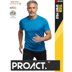   Proact TECH AQUABLUE lélegző férfi környakas technikai sportpóló - ruha