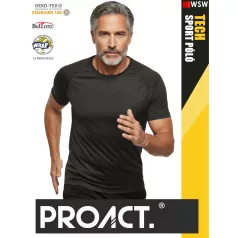   Proact TECH DARKGREY lélegző férfi környakas technikai sportpóló - ruha