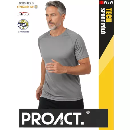 Proact TECH FINEGREY lélegző férfi környakas technikai sportpóló - ruha