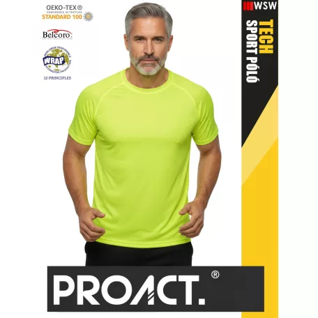 Proact TECH FLUORESCENTY lélegző férfi környakas technikai sportpóló - ruha