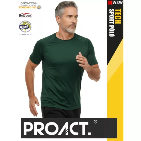 Proact TECH FORESTGREEN lélegző férfi környakas technikai sportpóló - ruha