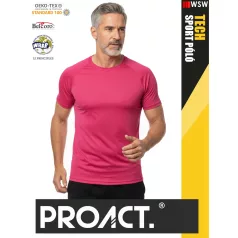   Proact TECH FUCHSIA lélegző férfi környakas technikai sportpóló - ruha