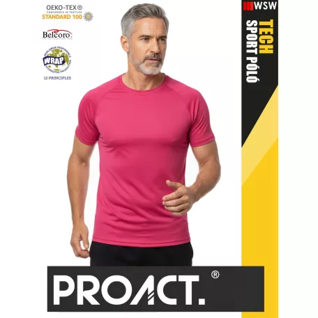 Proact TECH FUCHSIA lélegző férfi környakas technikai sportpóló - ruha