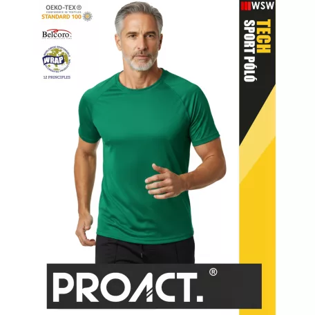 Proact TECH KELLYGREEN lélegző férfi környakas technikai sportpóló - ruha
