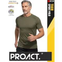   Proact TECH OLIVE lélegző férfi környakas technikai sportpóló - ruha