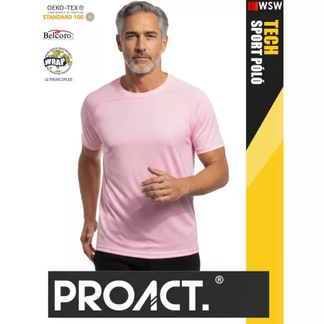 Proact TECH PALEPINK lélegző férfi környakas technikai sportpóló - ruha