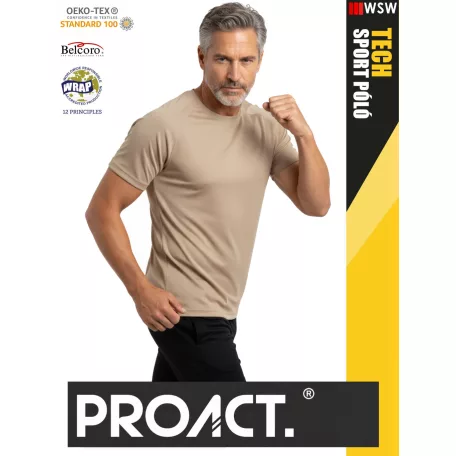 Proact TECH SAND lélegző férfi környakas technikai sportpóló - ruha