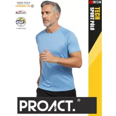  Proact TECH SKYBLUE lélegző férfi környakas technikai sportpóló - ruha