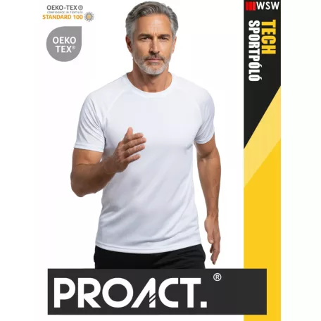 Proact TECH WHITE lélegző férfi környakas technikai sportpóló - ruha