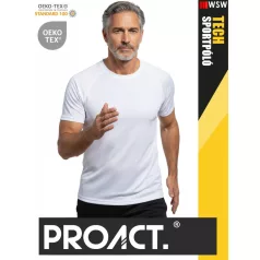   Proact TECH WHITE lélegző férfi környakas technikai sportpóló - ruha