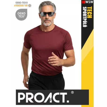 Proact TECH WINE lélegző férfi környakas technikai sportpóló - ruha