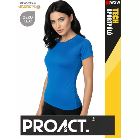 Proact TECH AQUABLUE lélegző női környakas technikai sportpóló - ruha