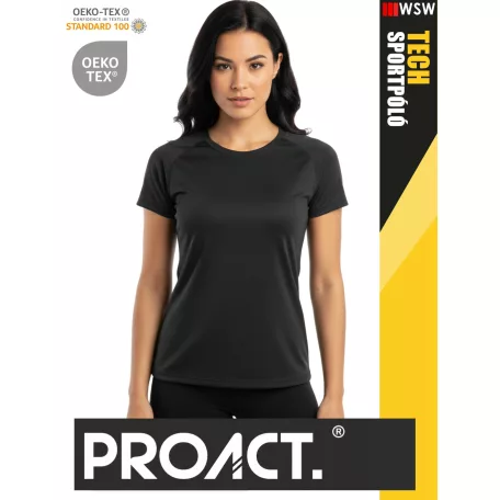Proact TECH DARKGREY lélegző női környakas technikai sportpóló - ruha