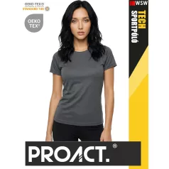 Proact TECH DARKGREY lélegző női környakas technikai sportpóló - ruha