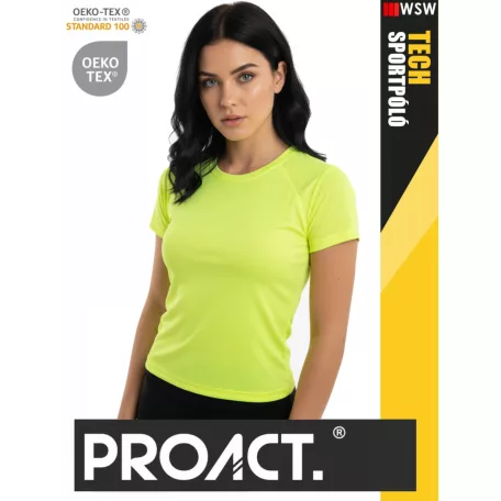 Proact TECH FLOURESCENTY lélegző női környakas technikai sportpóló - ruha