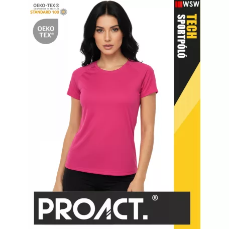Proact TECH FUCHSIA lélegző női környakas technikai sportpóló - ruha