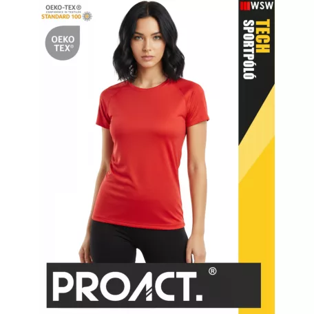 Proact TECH RED lélegző női környakas technikai sportpóló - ruha