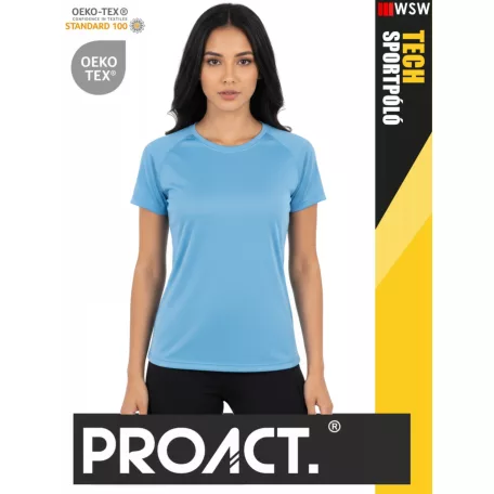 Proact TECH SKYBLUE lélegző női környakas technikai sportpóló - ruha