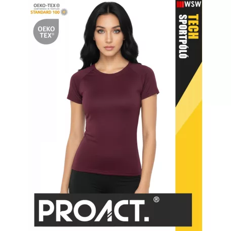 Proact TECH WINE lélegző női környakas technikai sportpóló - ruha