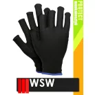 WSW POLFINGER BLACK csúszásbiztos ujjlevágott mártott munkakesztyű - 12 pár/csomag